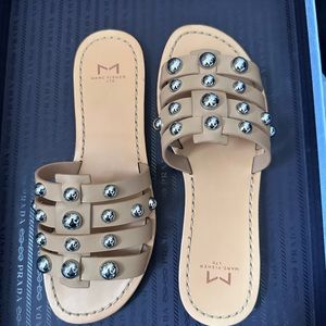 Marc Fisher Ltd Pava Womens Leather Studded Slide Sandals